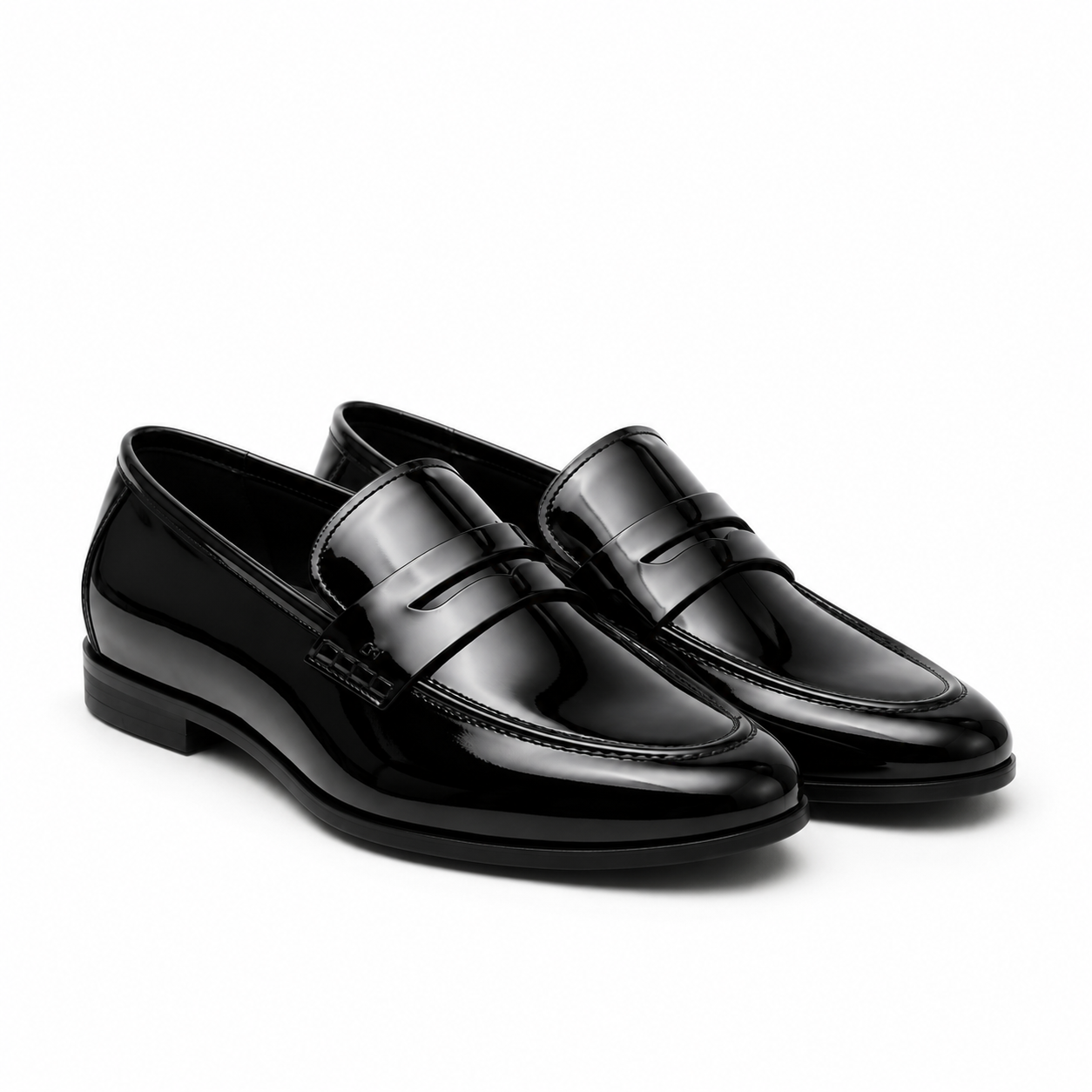 Full Grain Patent Leather Moccasin Shoes 901BK